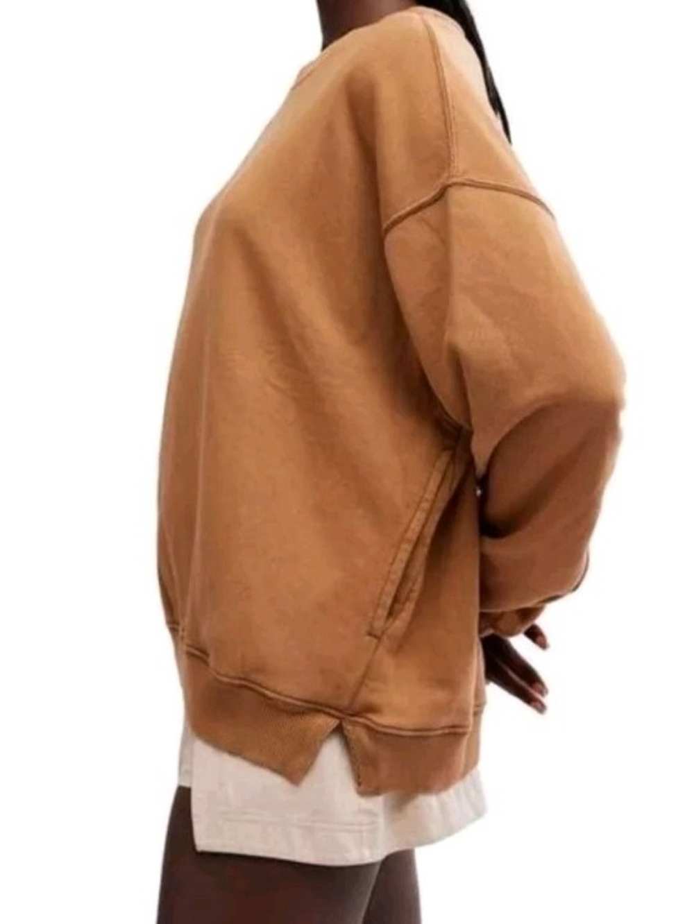 Free People movement Oversized Crewneck Sweatshirt with pockets in Brown medium